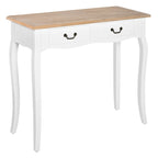 Mesa consola retro Giverny en blanco con patas de madera en una entrada