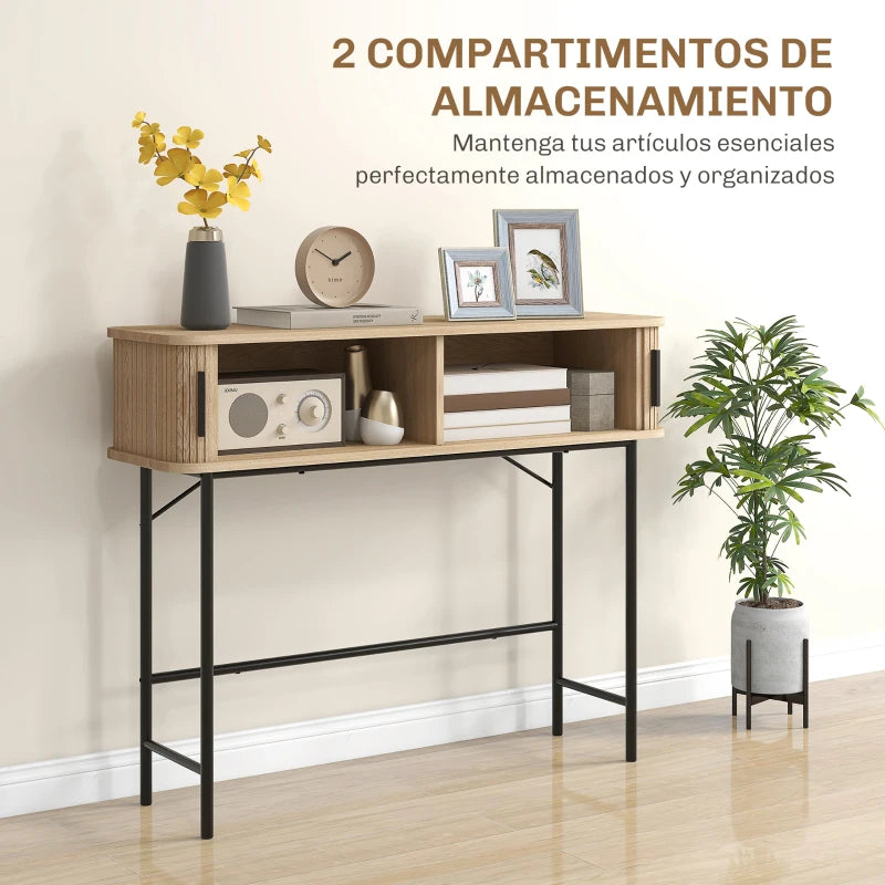Compartimentos interiores de la consola Hallway con objetos guardados