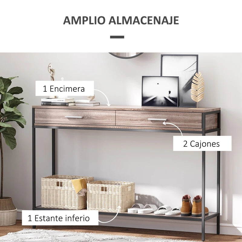 Consola Olinda como mueble auxiliar en un salón industrial