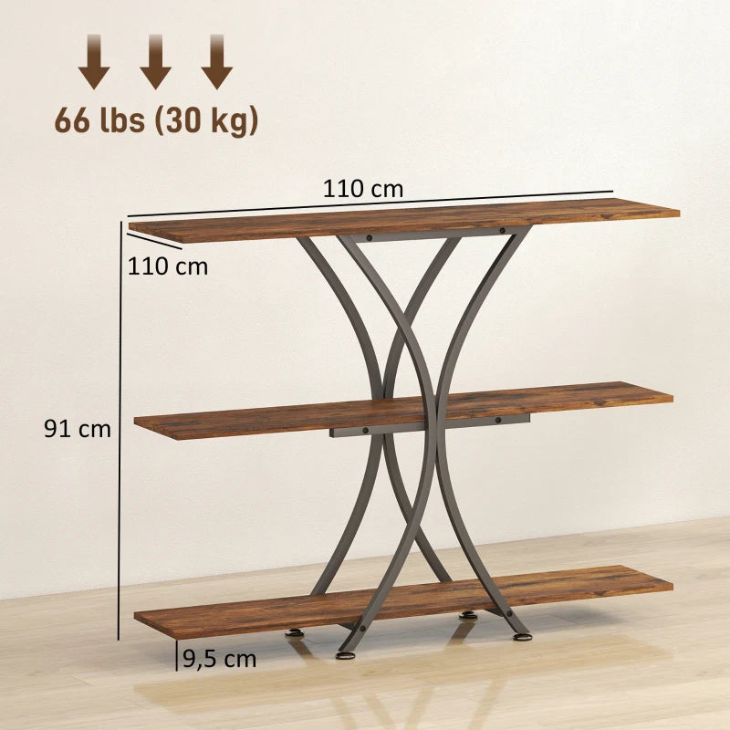 Diagrama de medidas de la mesa consola Reinhardt con dimensiones en centímetros
