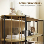 Detalle de los laterales de cuerda de papel trenzada a mano de la mesa consola Willow