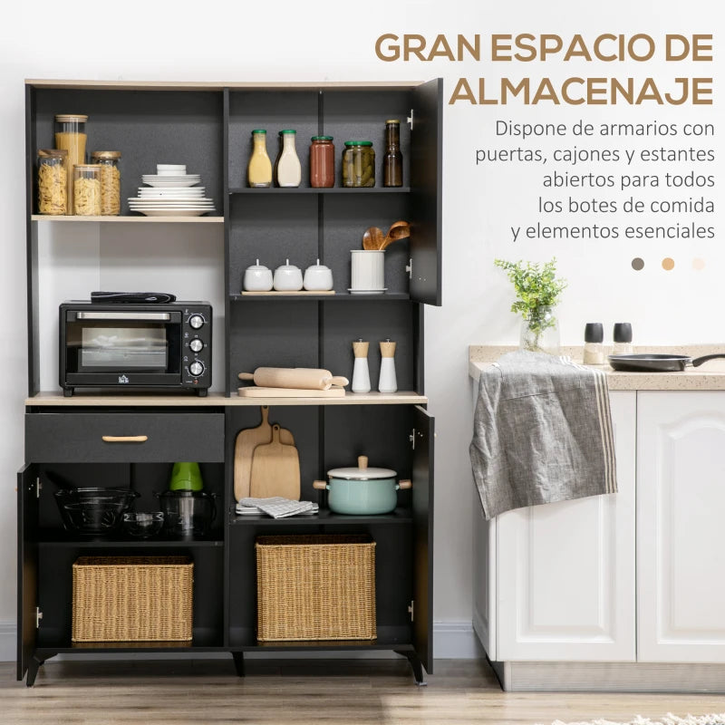 Estantes abiertos de la despensa Celle con objetos de cocina