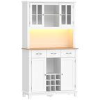 Despensa alta Colmar en blanco con luz LED encendida en una cocina