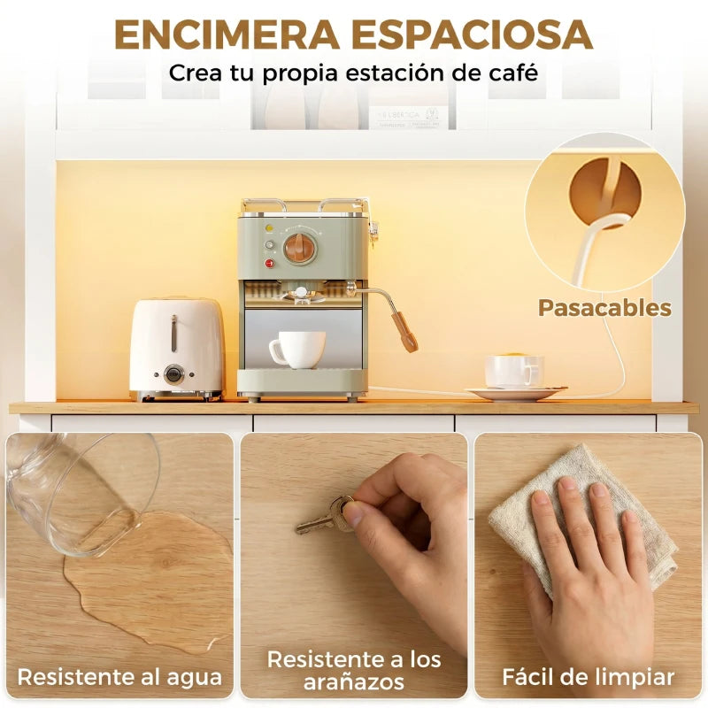 Encimera de la despensa Colmar con orificio pasacables y cafetera