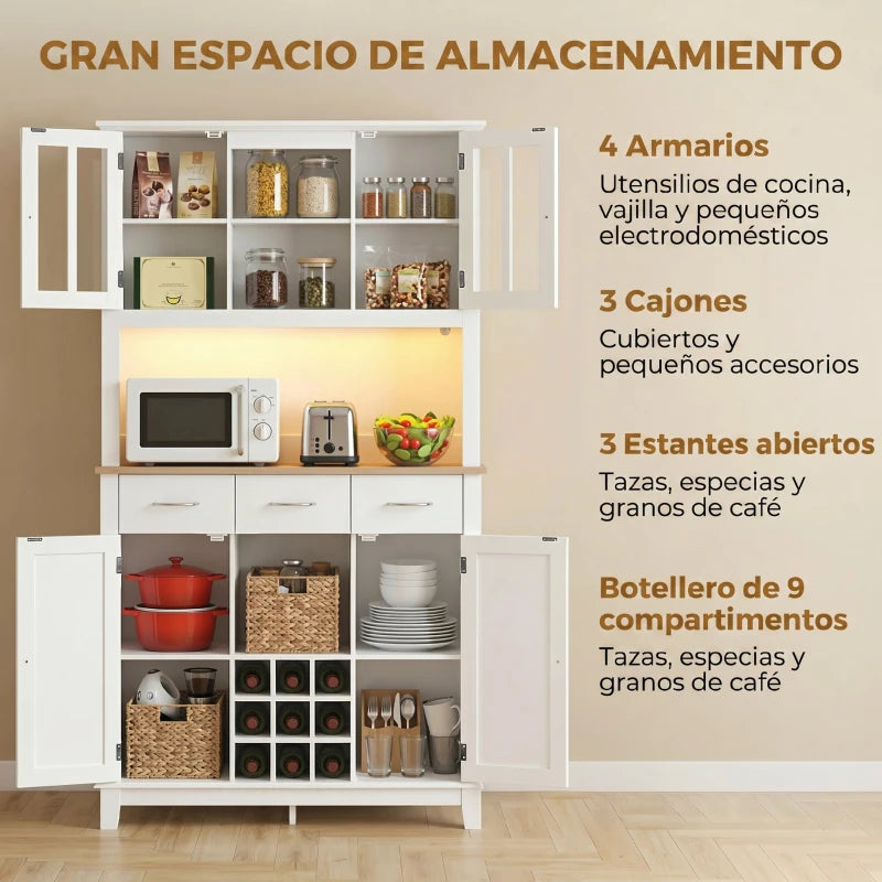 Estantes abiertos de la despensa Colmar con objetos de cocina