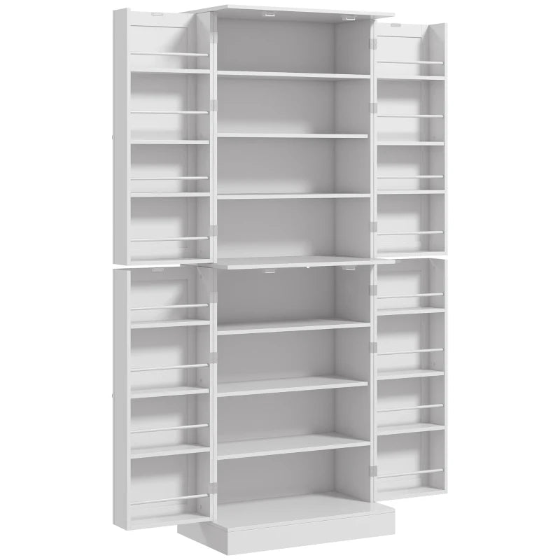 Despensa de cocina alta y estrecha en blanco con 4 puertas