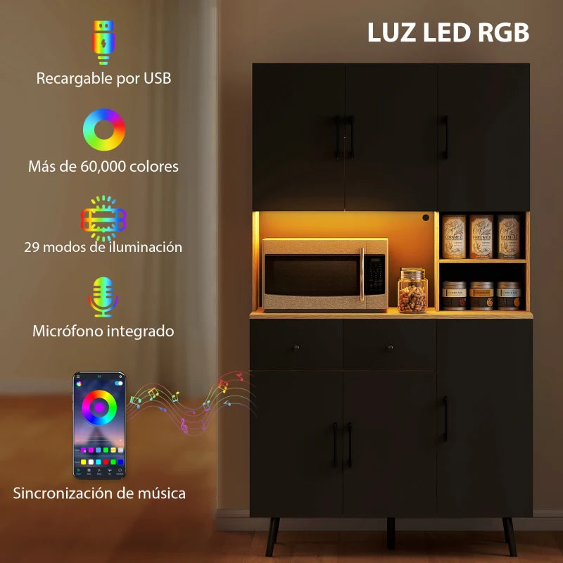Tira LED RGB de la despensa Ludlow mostrando distintos colores