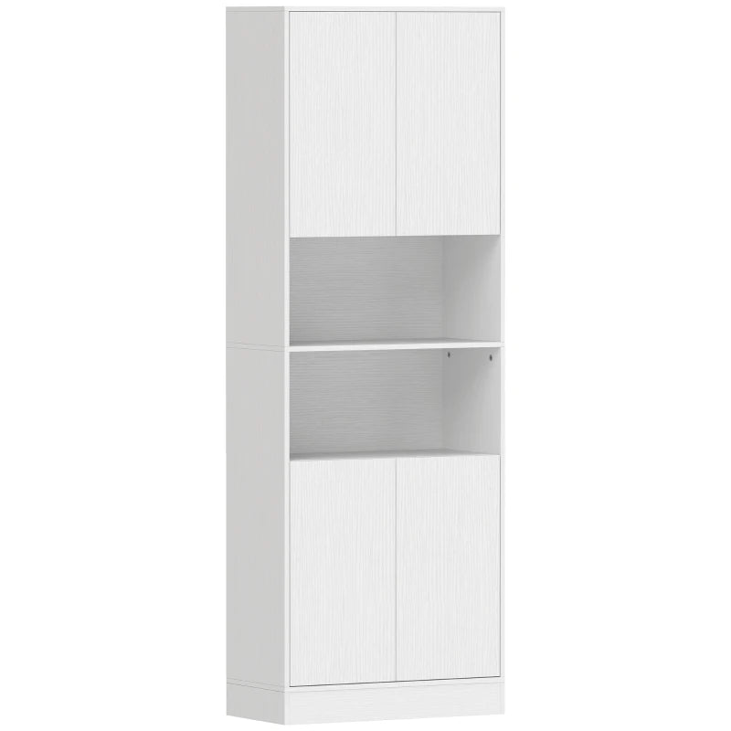 Despensa alta Sarlat en blanco efecto madera en una cocina moderna
