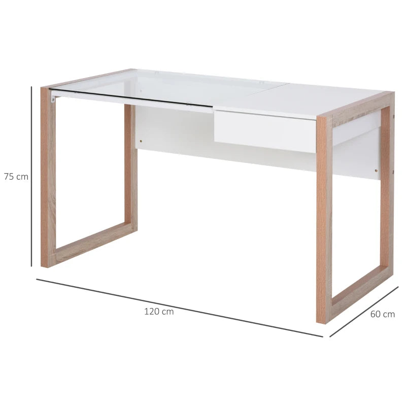 Ficha técnica con las medidas del escritorio Nairu 120x60x75 cm