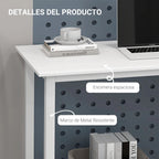 Detalle de la amplia encimera blanca del escritorio Sena
