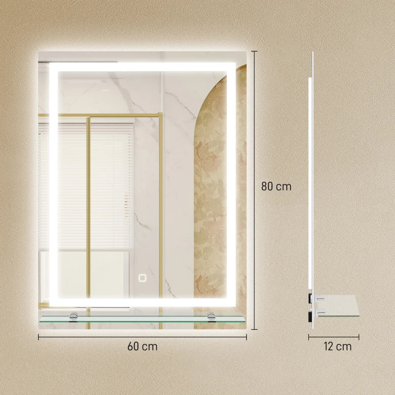 Diagrama de medidas del espejo de baño Gálvez en centímetros