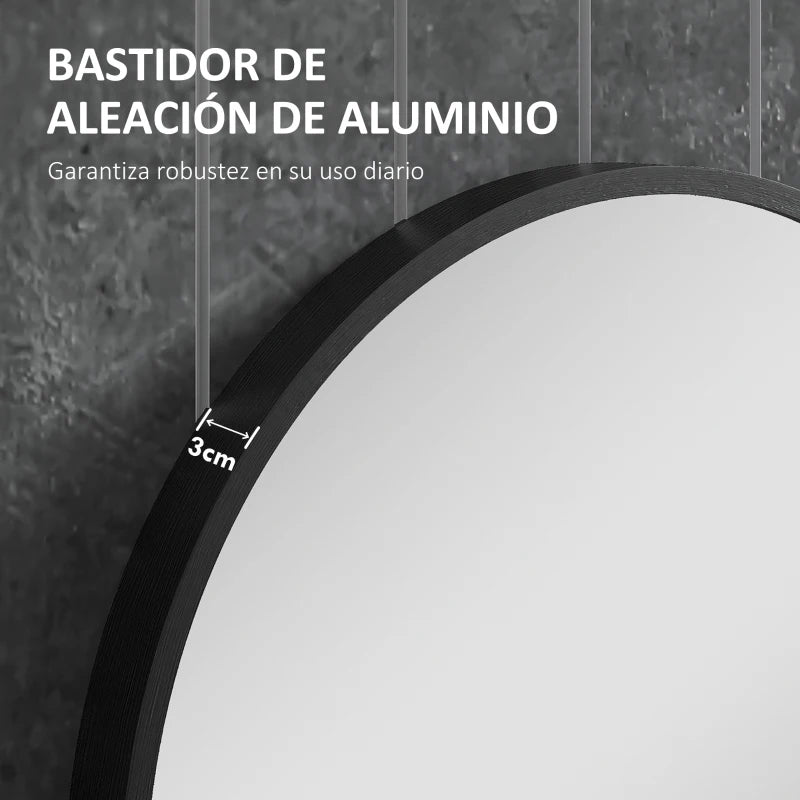Detalle del marco de aluminio del espejo ovalado Lapa