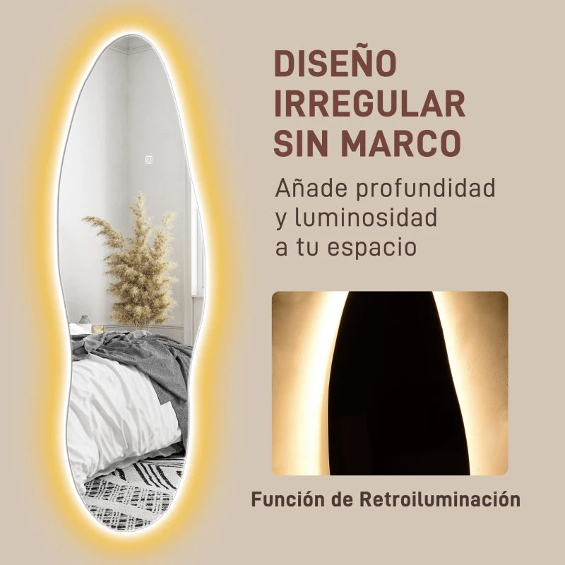 Detalle de la iluminación LED trasera en el borde del espejo