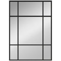 Espejo de pared negro estilo ventana con nueve paneles visto de frente
