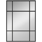 Espejo de pared negro estilo ventana con nueve paneles visto de frente