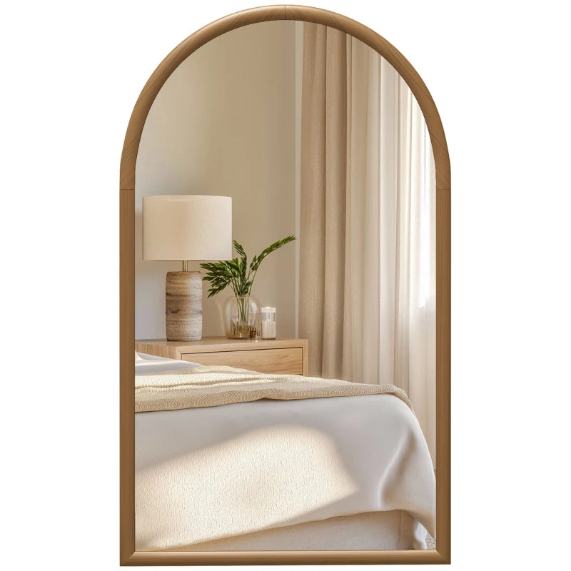 Espejo de Pared Solvang en Arco 110 cm Marrón Oscuro con Marco de Madera para Salón y Entrada