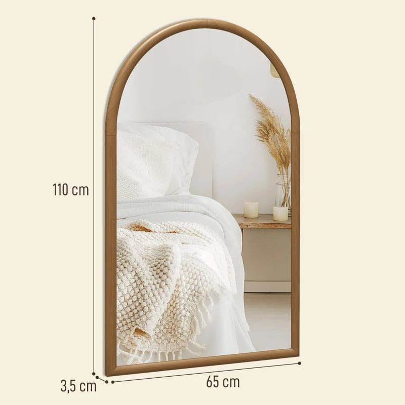 Espejo de Pared Solvang en Arco 110 cm Marrón Oscuro con Marco de Madera para Salón y Entrada