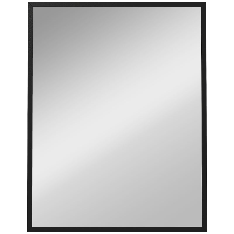 Espejo de Pared Vidar Rectangular 70x90 cm Negro con Marco Fino para Baño Salón y Entrada