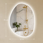 Diagrama de medidas del espejo de baño Pulgar en centímetros
