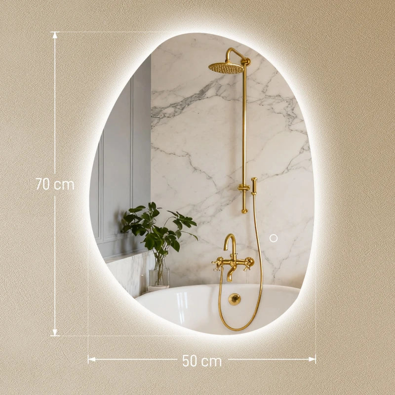 Diagrama de medidas del espejo de baño Pulgar en centímetros
