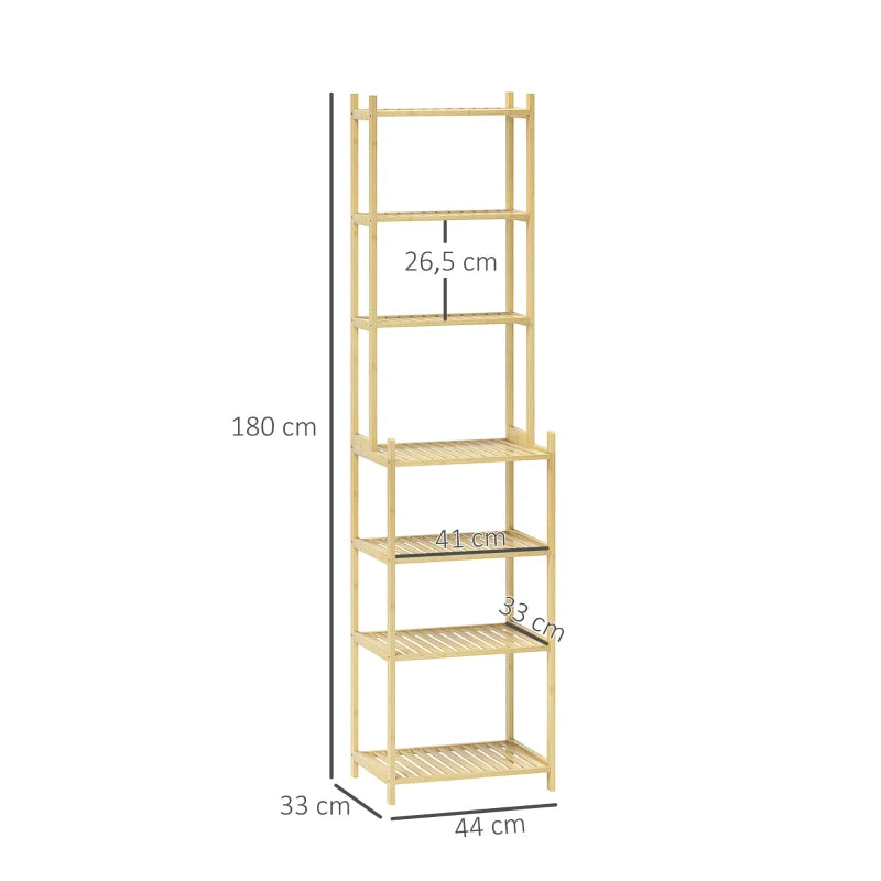 Esquema de medidas de la estantería de baño: 44 cm de ancho, 33 cm de fondo y 180 cm de alto