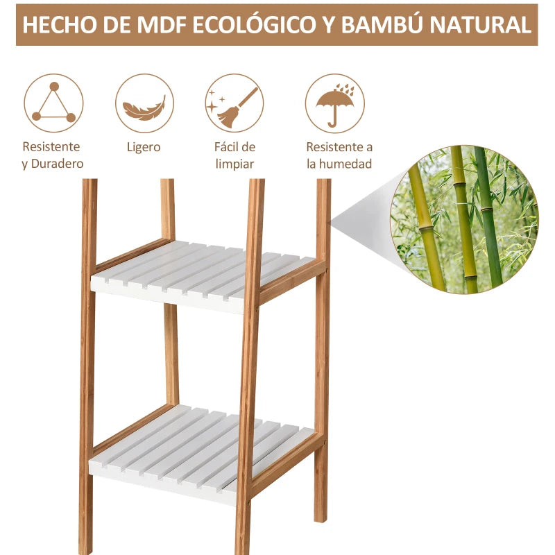 Detalle de la estructura de bambú natural que sujeta los estantes