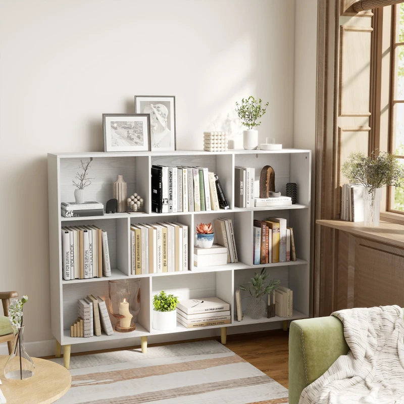 Estantería de cubos Bergen organizando libros y juguetes en un dormitorio