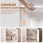 Balda interior ajustable en tres posiciones dentro del armario