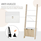 Detalle del sistema antivuelco de fijación a la pared de la estantería