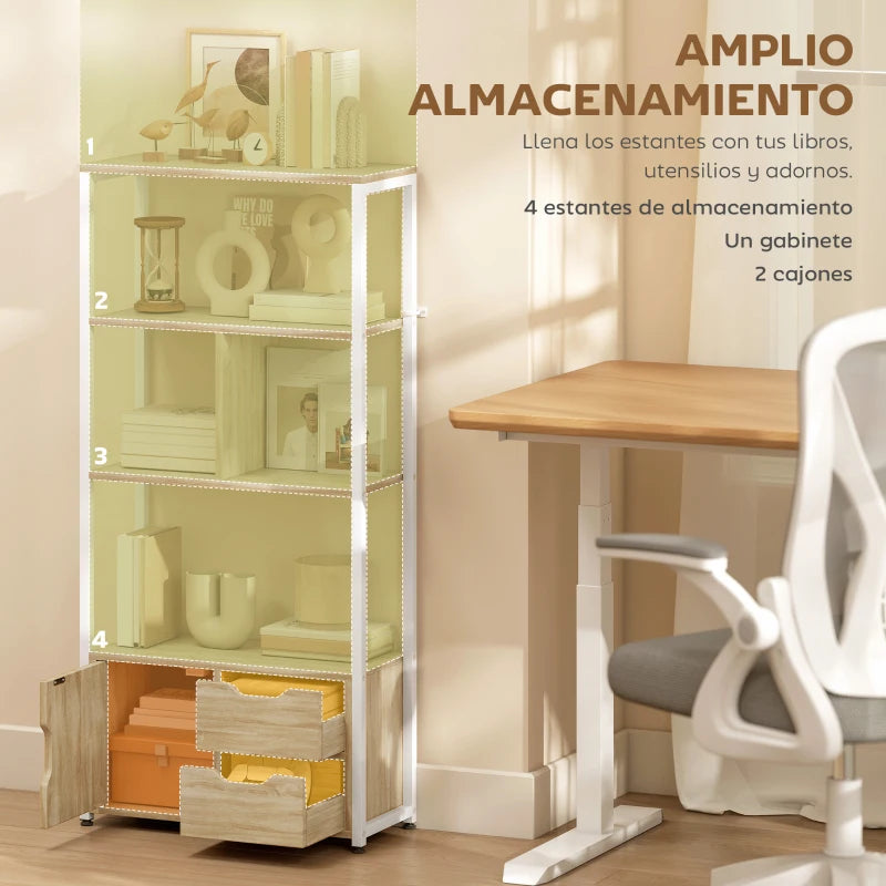 Estantes abiertos con libros y objetos decorativos