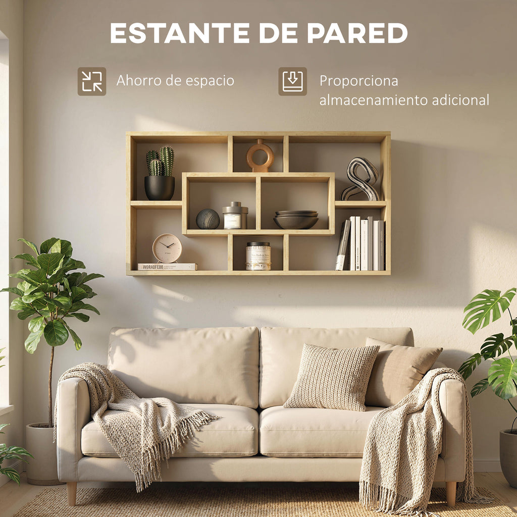 Detalle de los cubos de tres tamaños diferentes de la estantería