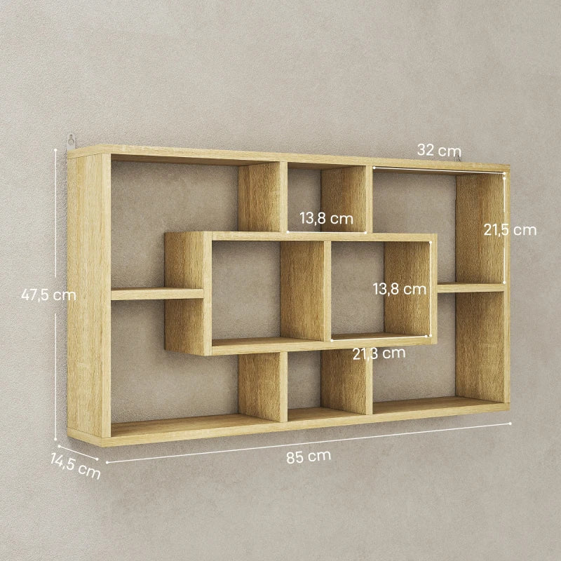 Diagrama con las medidas de la estantería de 85x14,5x47,5 cm