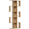 Librería en forma de S de 200 cm en roble con cinco niveles