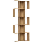 Librería en forma de S de 200 cm en roble con cinco niveles