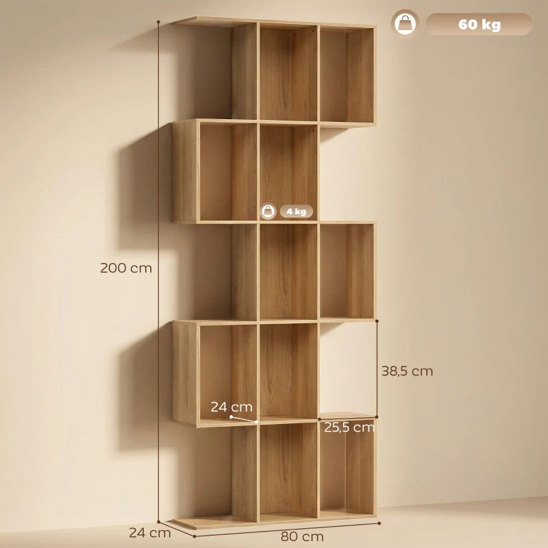 Diagrama con las medidas de la librería de 80x24x200 cm