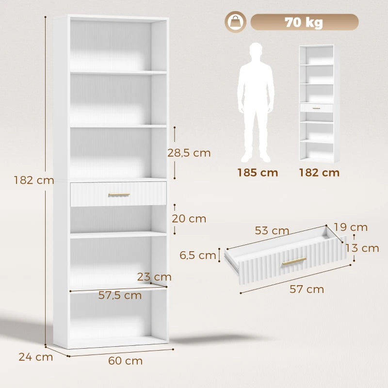 Diagrama de medidas de la estantería Tallin de 60 x 24 x 182 cm