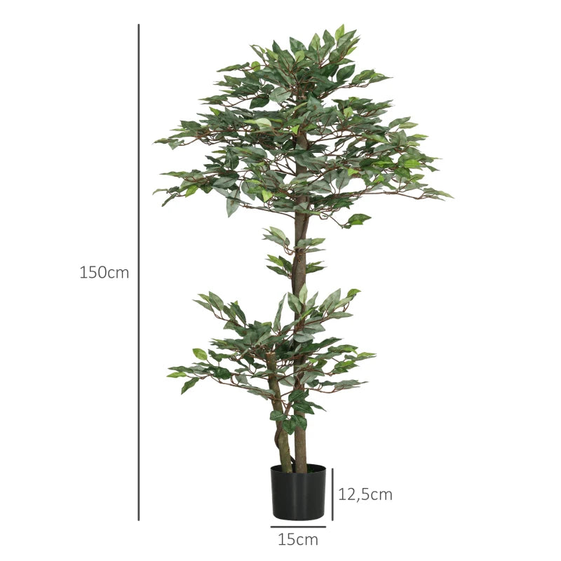 Ficha técnica con las medidas del ficus artificial Kyoto Ø15x150 cm