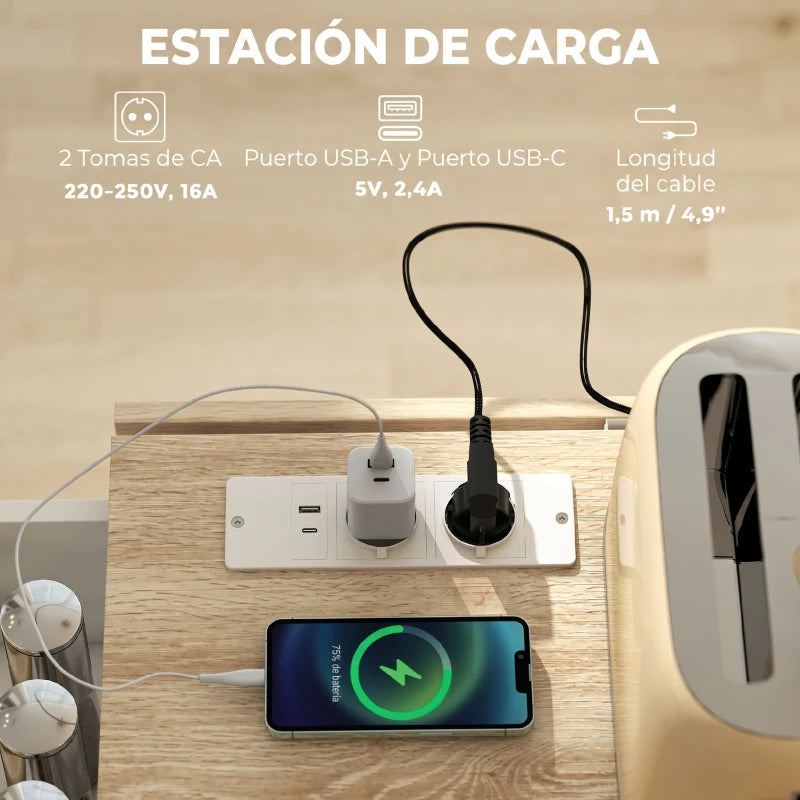 Estación de carga con enchufes y puertos USB de la isla de cocina Vesta