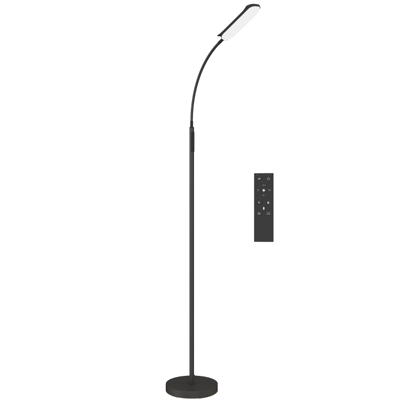 Lámpara de pie LED Kestrel en negro con cuello de cisne flexible
