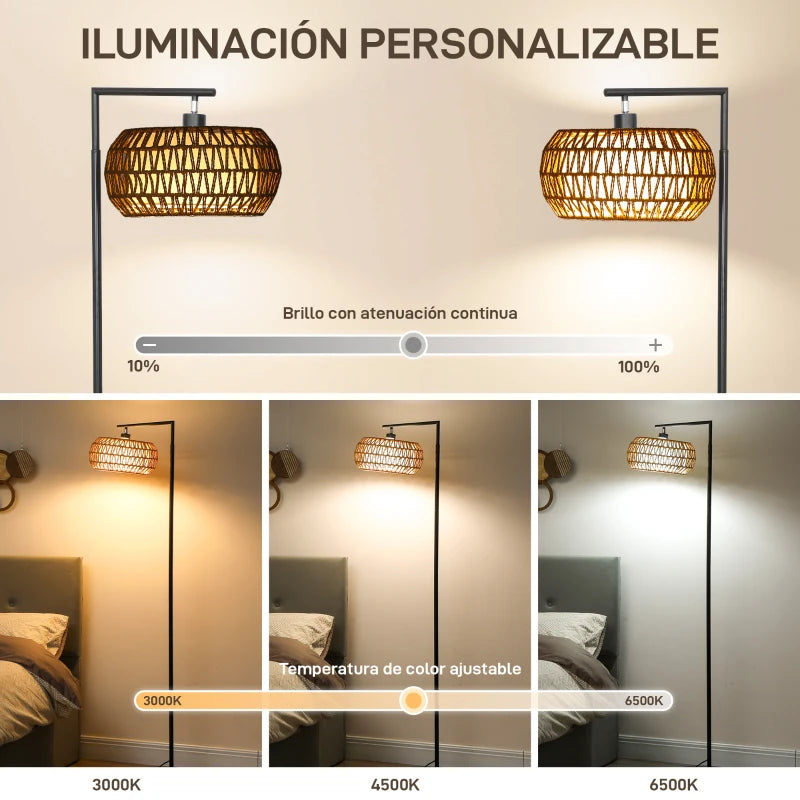 Lámpara de pie Lyra con brillo regulable sin escalones del 10 al 100 %