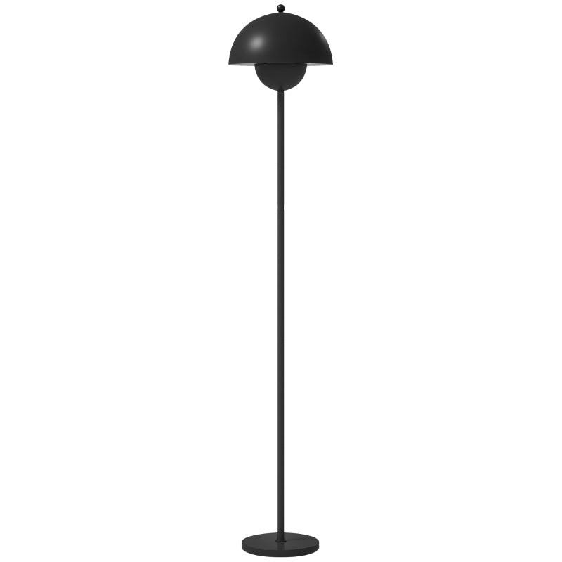 Lámpara de pie Halden en acero negro con pantalla en forma de cuenco