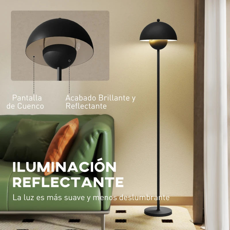 Detalle de la pantalla de cuenco con interior reflectante