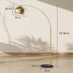 Esquema de medidas de la lámpara de pie de arco: 100-115x35x170-180 cm