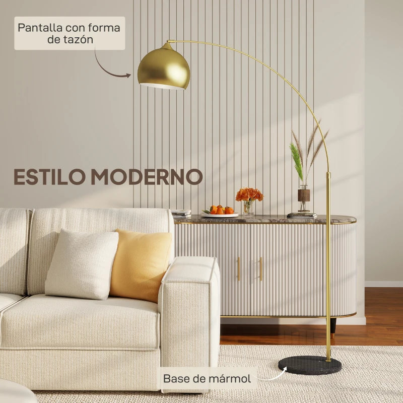 Pantalla metálica dorada en forma de cuenco de la lámpara de pie