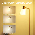 Lámpara de pie Aureliana mostrando sus tres temperaturas de luz cálida, natural y fría