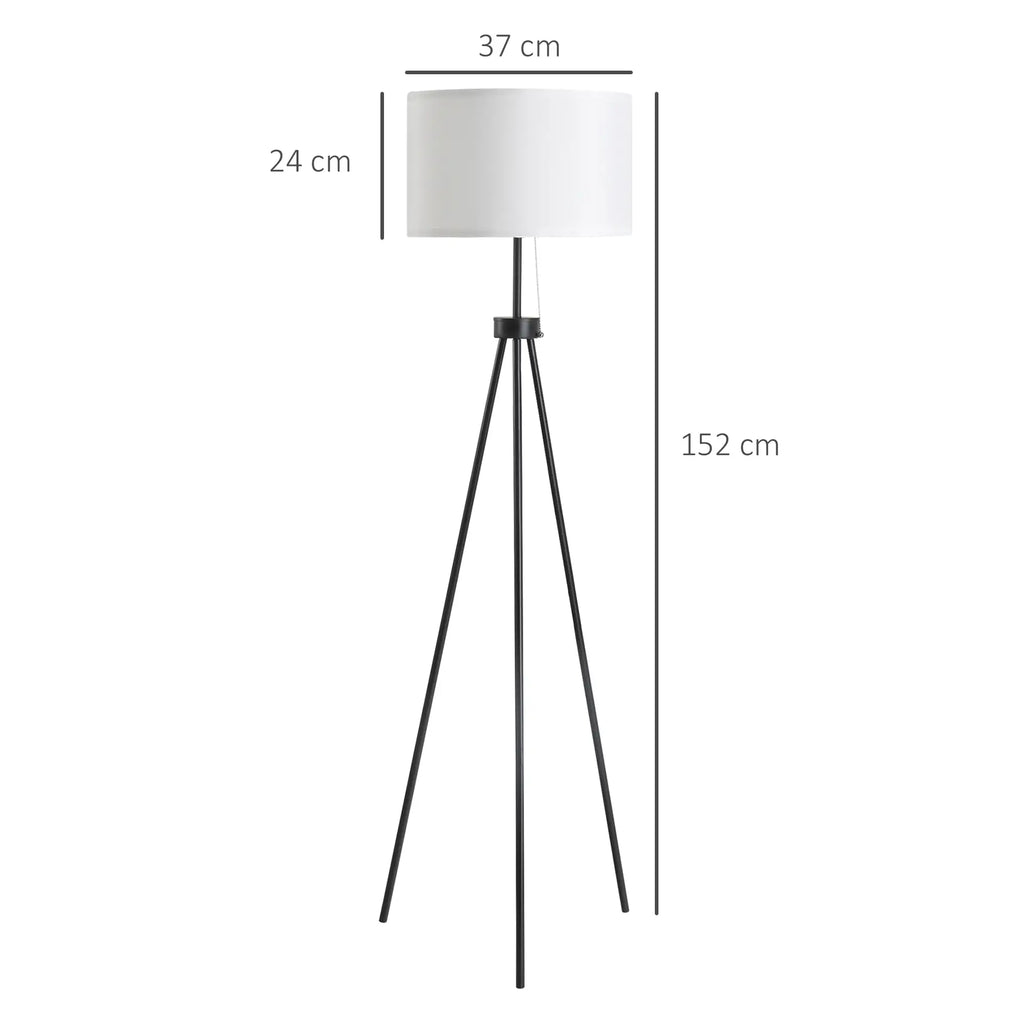 Lámpara de Pie Ludovica de Trípode con Pantalla de Tela 152 cm Diseño Clásico Blanco y Negro