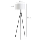 Lámpara de Pie Ludovica de Trípode con Pantalla de Tela 152 cm Diseño Clásico Blanco y Negro