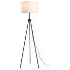 Lámpara de Pie Ludovica de Trípode con Pantalla de Tela 152 cm Diseño Clásico Blanco y Negro