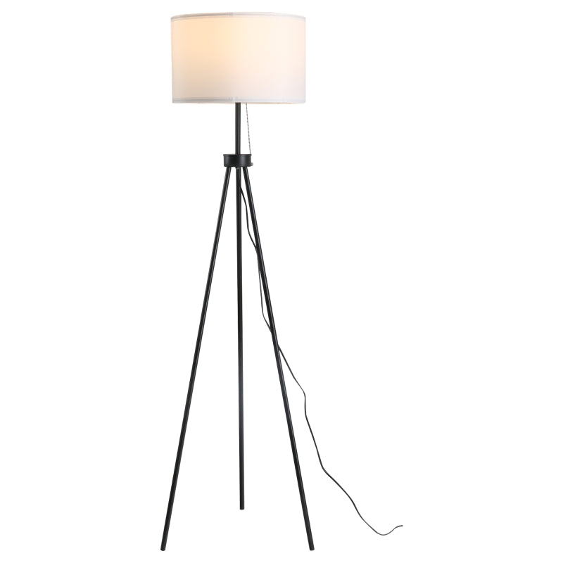 Lámpara de Pie Ludovica de Trípode con Pantalla de Tela 152 cm Diseño Clásico Blanco y Negro