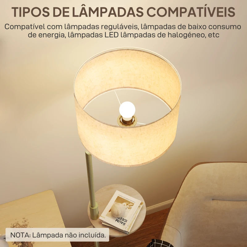 Pantalla de lino beige de la lámpara de pie Teodolinda que suaviza la luz